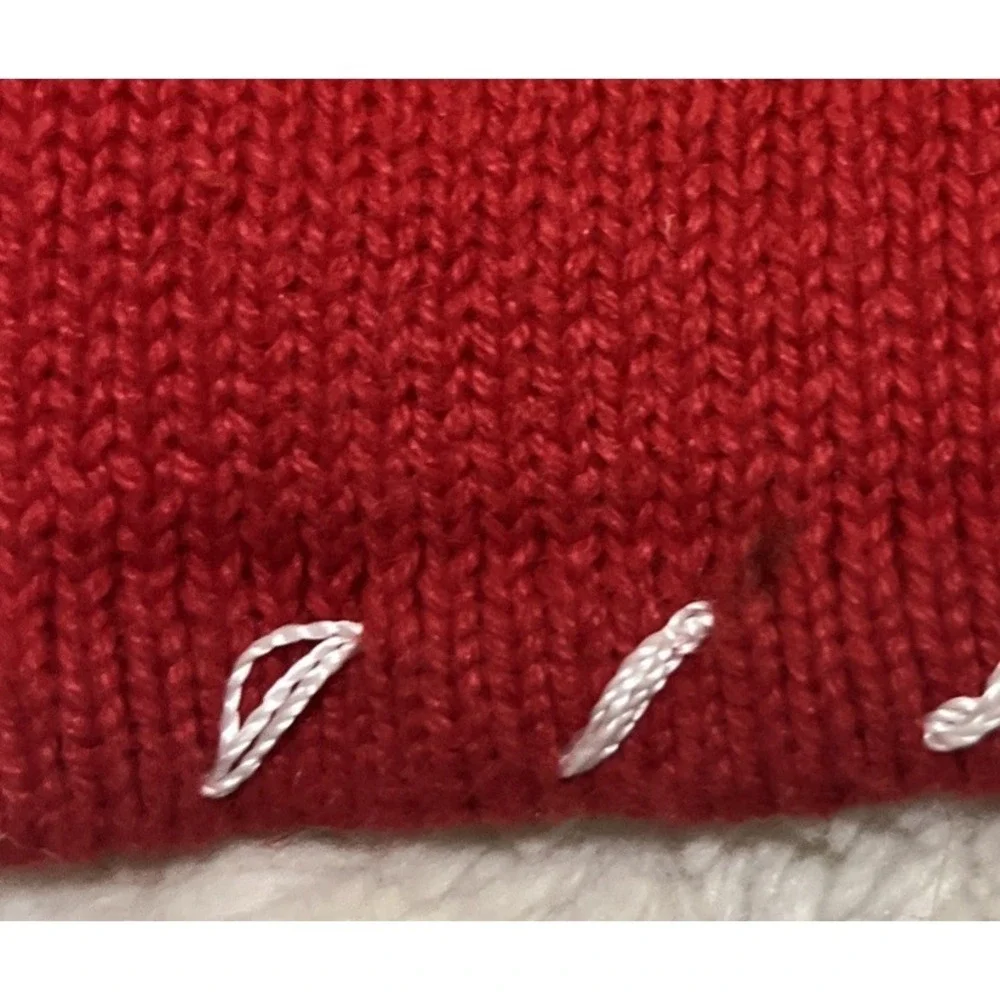 Red Women M Cardigan Christmas Sweater Embroidered Beaded Appliqué And Presents‎